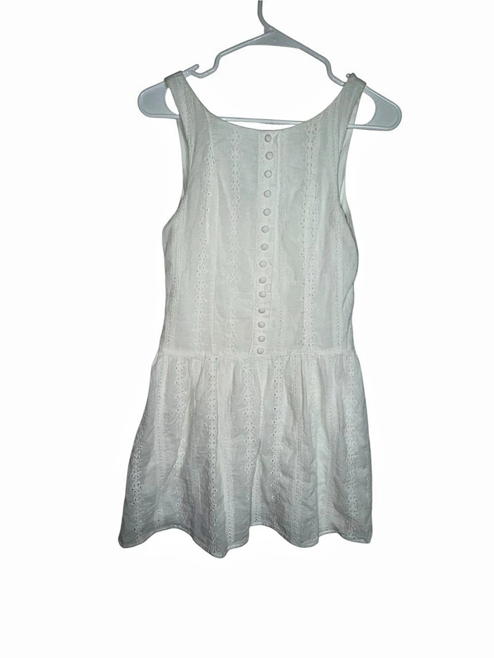 Altar’d State White Eyelet Mini Dress Sleeveless Button Front Cottagecore Boho S